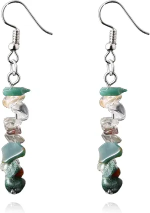 Natural Colorful Crystal Stone Beaded Dangle Drop Earrings for Women Meditation Yoga Jewelry