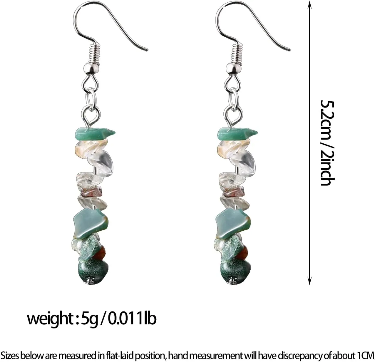 Natural Colorful Crystal Stone Beaded Dangle Drop Earrings for Women Meditation Yoga Jewelry