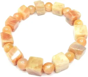 Natural Crystal square beads Bracelet  Trendy Jewellery Orange Sunstone amazonite Multiple styles of square Stretch bracelets