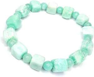 Natural Crystal square beads Bracelet  Trendy Jewellery Orange Sunstone amazonite Multiple styles of square Stretch bracelets