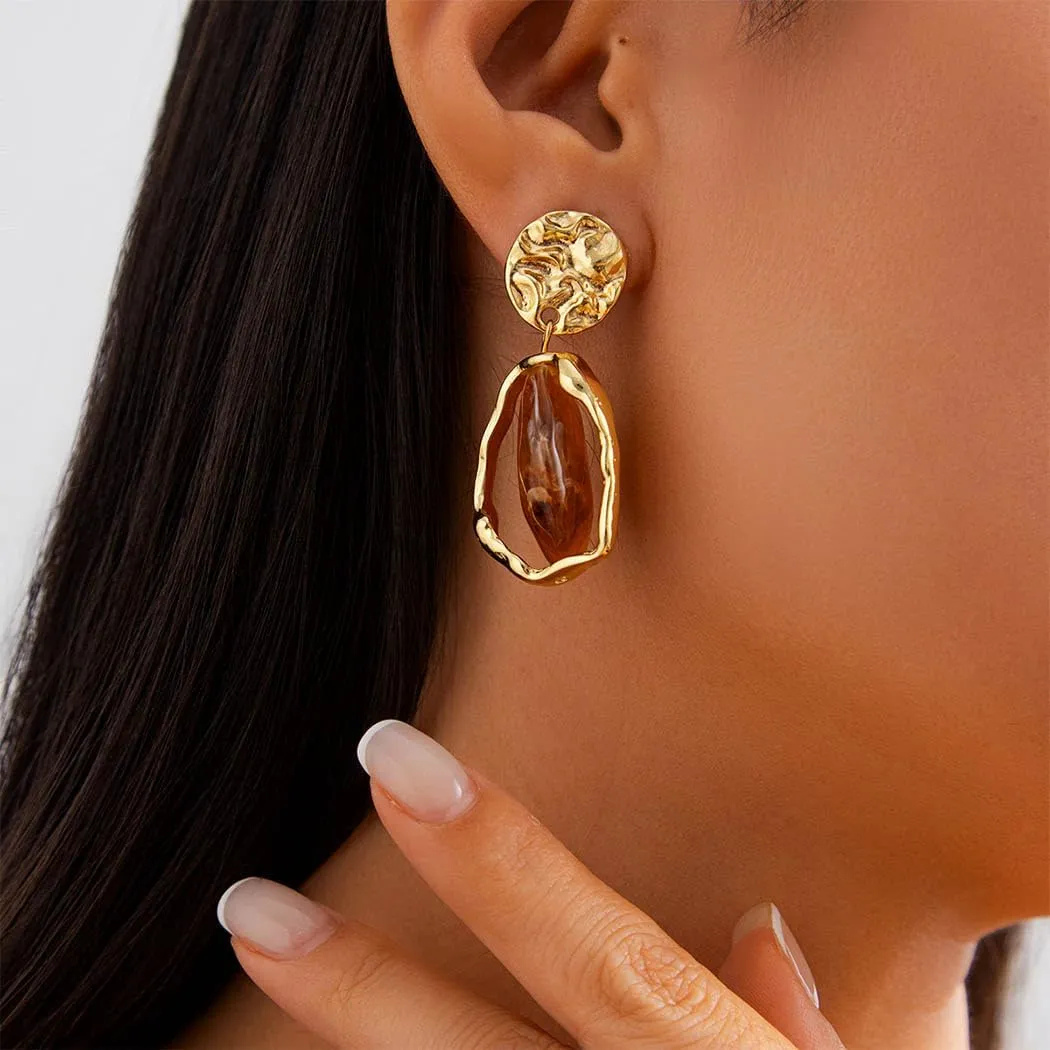 Natural Gemstone Earrings for Women Dangle Multi Color Healing Stone Earrings Trendy Crystal Energy Earring for Women