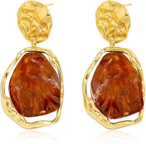 Natural Gemstone Earrings for Women Dangle Multi Color Healing Stone Earrings Trendy Crystal Energy Earring for Women