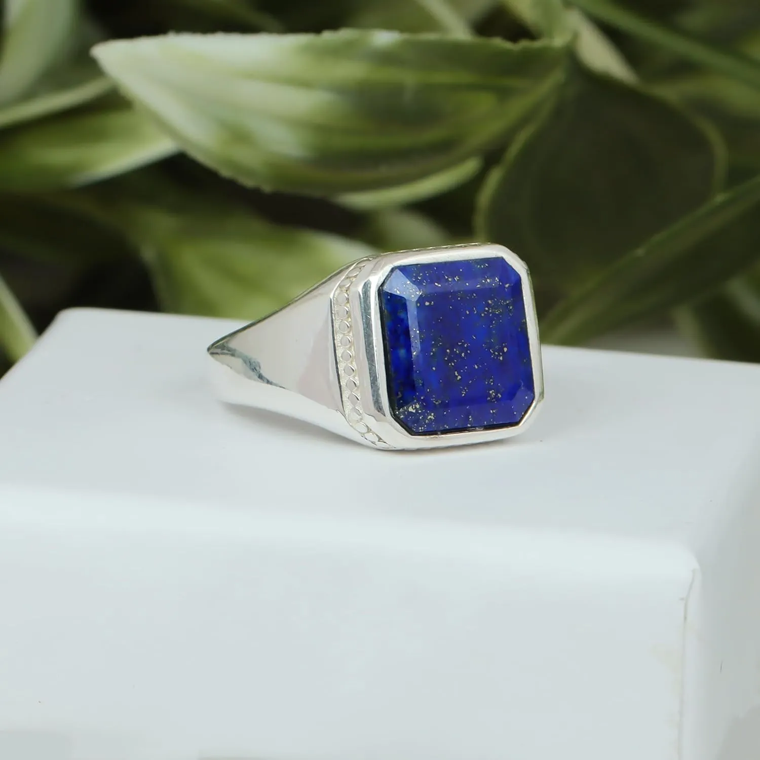 Natural Mens Lapis Lazuli Ring 925 Sterling Silver Lapis Lazuli Mens Ring Handmade Gemstone Rings Gift For Him Promise Ring for men