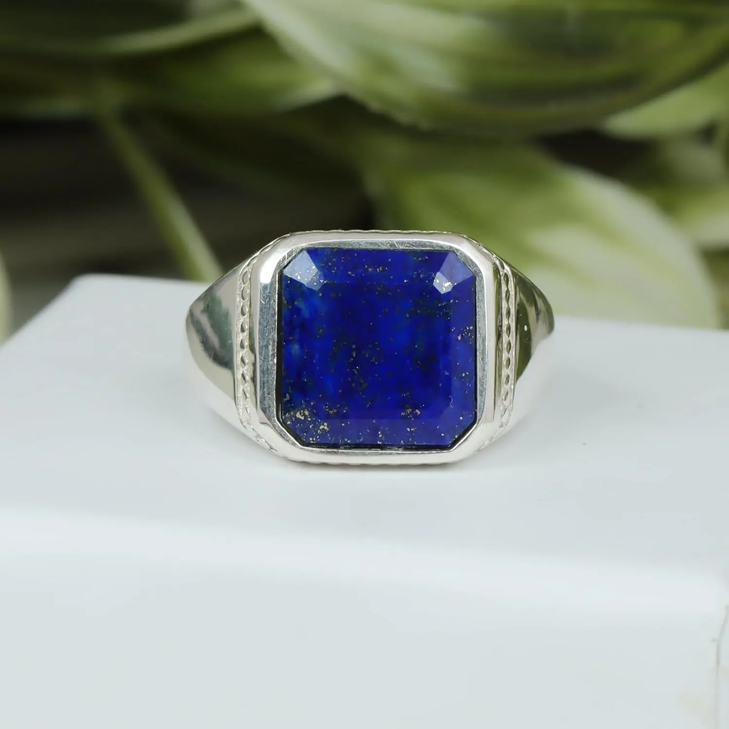 Natural Mens Lapis Lazuli Ring 925 Sterling Silver Lapis Lazuli Mens Ring Handmade Gemstone Rings Gift For Him Promise Ring for men