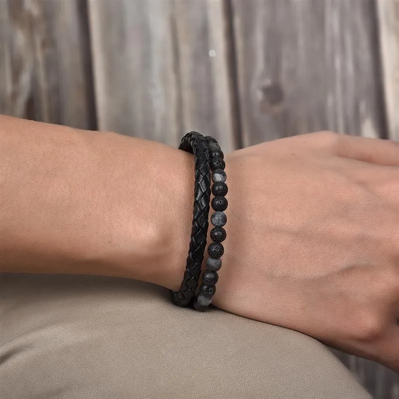 Natural Red Tiger Eyes Stone Beaded Bracelet Double Layer Leather Bangle for Men 2020 Fashion Punk Male Jewelry Christmas Gift