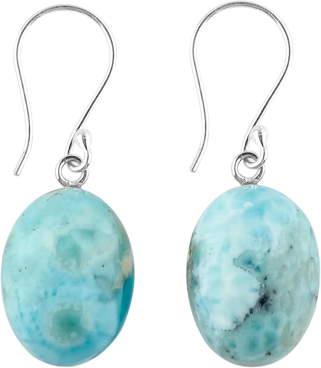 Natural Sky Blue Larimar Gemstone 925 Sterling Silver Dangle Earrings, Crystals Cabochon, Handmade Jewelry, Birthstone Earring Jewelry, Women Gift