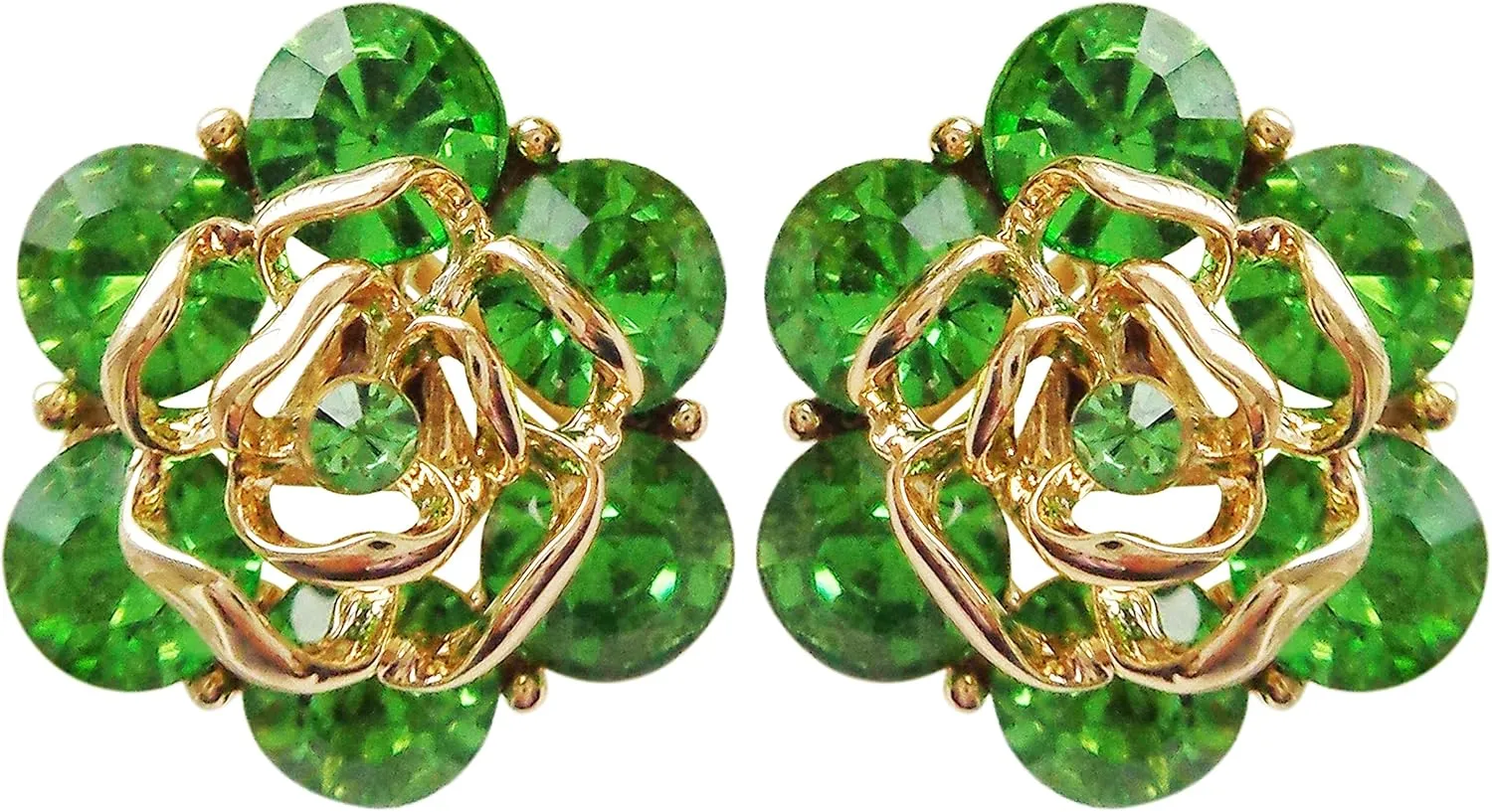 Navachi 18k Gold Plated Colorful Crystal Leaves Flower Omega Back Earrings