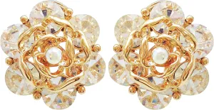 Navachi 18k Gold Plated Colorful Crystal Leaves Flower Omega Back Earrings