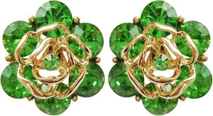 Navachi 18k Gold Plated Colorful Crystal Leaves Flower Omega Back Earrings