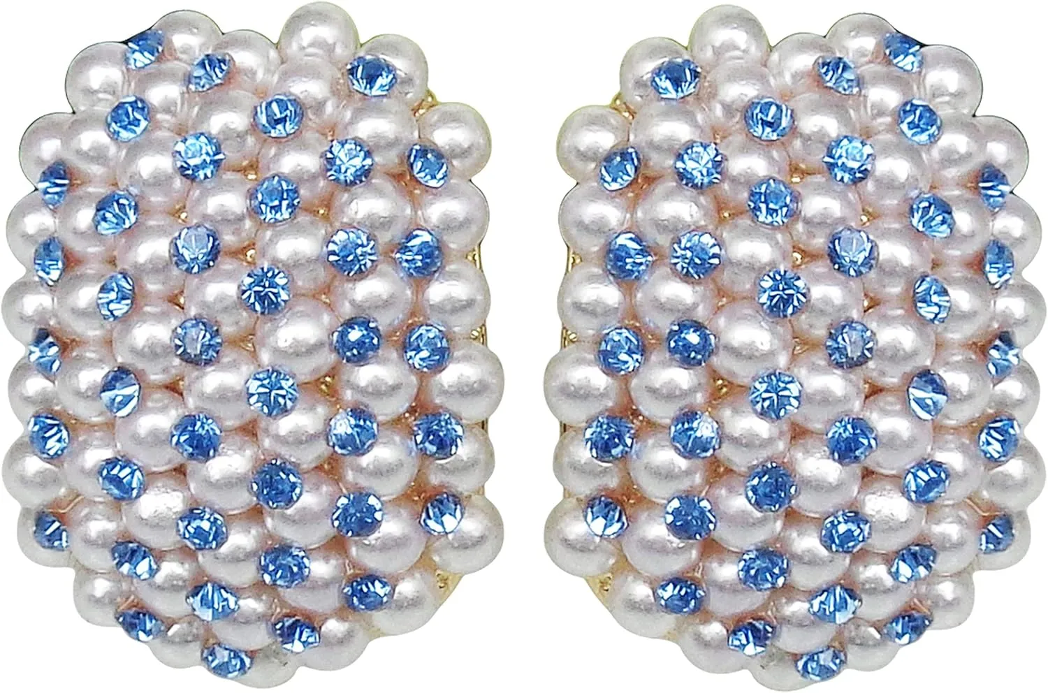 Navachi 18k Gold Plated Colorful Crystal Little Pearl Omega Back Earrings
