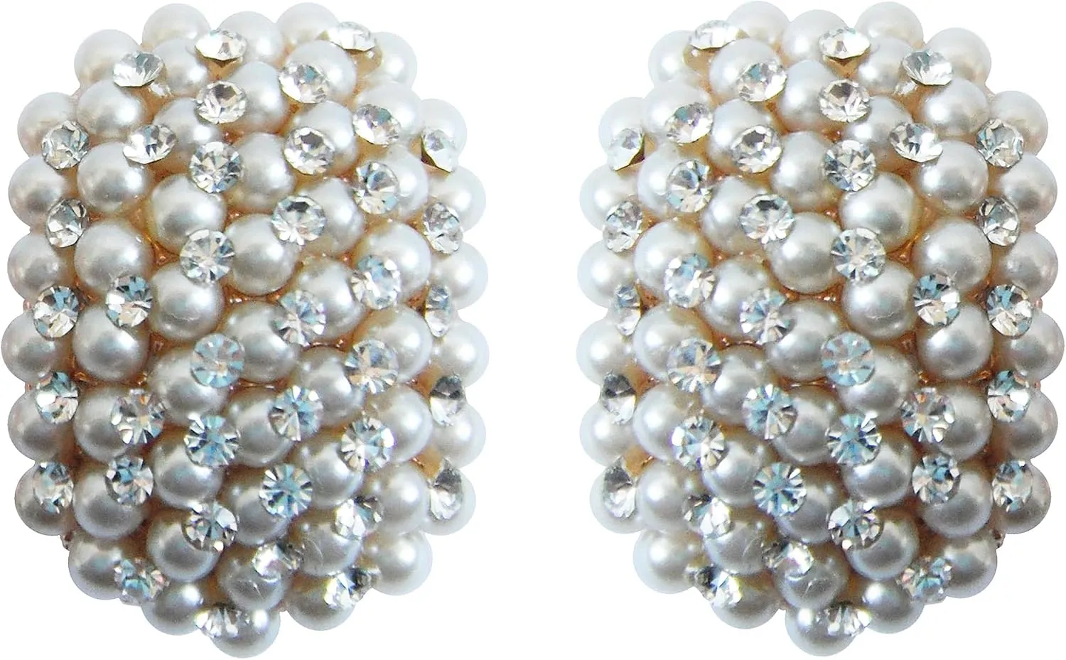 Navachi 18k Gold Plated Colorful Crystal Little Pearl Omega Back Earrings