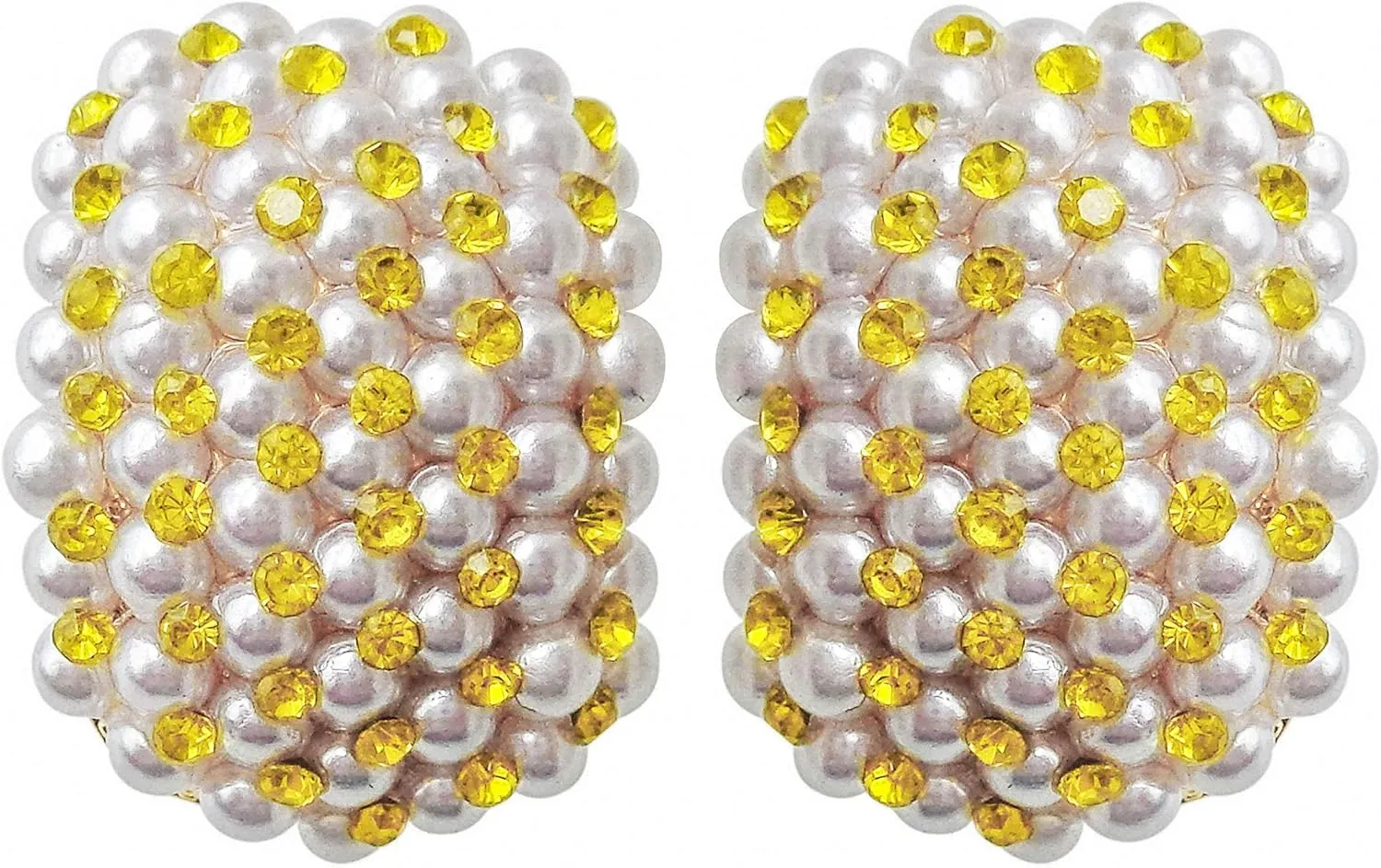 Navachi 18k Gold Plated Colorful Crystal Little Pearl Omega Back Earrings