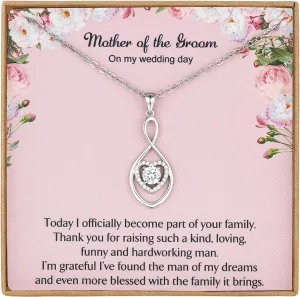 Necklaces for Women Wedding Gifts for Mother of The Groom Mother in Law Gifts from Daughter in Law Infinity Heart Silver Necklace for Women N08C