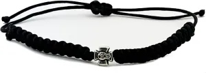 Needzo Adjustable Black Prayer Bracelet with Panagia Theotokos Virgin Mary Metal Cross Icon - Handcrafted in Lebanon