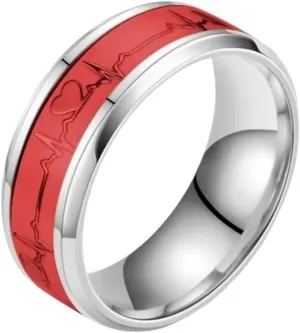 New 2025 Classic Luminous Heartbeat Rings For Women Men Glow In Dark Jewelry Stainless Heart Fluorescent Ring Fashion Trendy Accessories Creative Gift