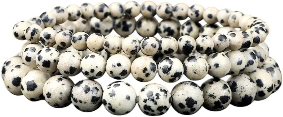New 2025 Unisex 4/6 8Mm Natural Stone Beads Prayer Bracelets For Women Men Spotted Dalmatian Yoga Jewelry Fashion Trendy Accessories Creative Gift For Women And Men
