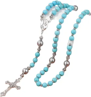 New 2025 Unisex Christ Jesus Cross Pendant Necklace Natural Stone Beads Virgin Mary Bracelets For Women Men Catholic Rosaries Religious Decoration Jewelry Luxury Accessories Trendy For Women And Men