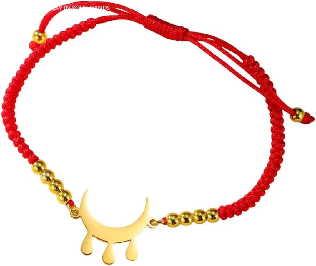 New 2025 Unisex Crescent Moon Prayer Symbol Bracelets For Women Men Stainless Steel Handmade Rope Beads Chain Bracelet Jewelry Gift Fashion Trendy Accessories Creative For Women And Men
