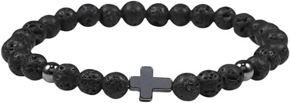 New 2025 Unisex Cross Charm Bracelet For Men Women Handmade Beaded Natural Tiger Eye Bracelets Yoga Prayer Jewelry Findings Gift Trendy Accessories Creative For Women And Men