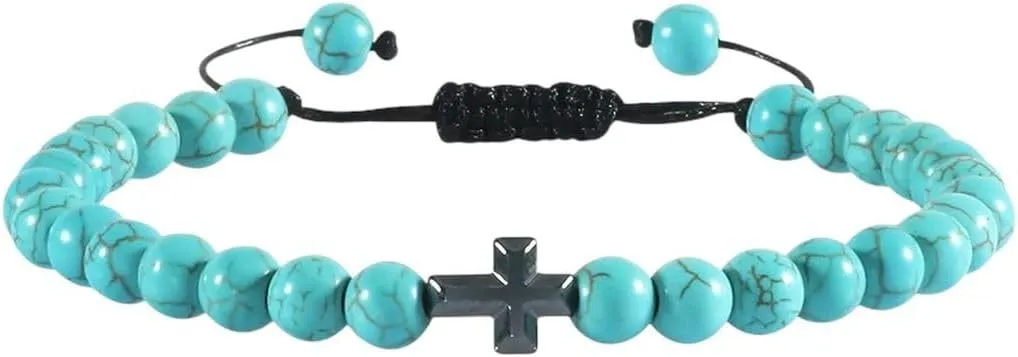 New 2025 Unisex Men's Natural Lava Rock Stone Bracelets Charm Tiger Eye Onyx Cross Beads Handmade Women Prayer Balance Bracelet Bangle Jewelry Fashion Trendy Accessories Creative Gift For And Men