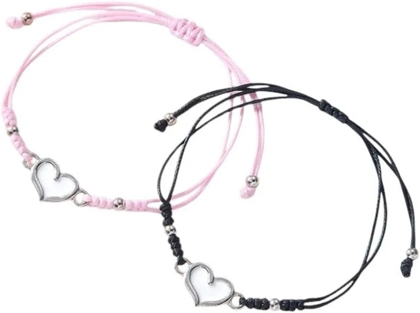 New 2025 Unisex Romantic Luminous Heart Couple Bracelet For Women Men Glow In The Dark Red Black Rope Bracelets Party Wedding Anniversary Jewelry Findings Fashion Trendy Accessories Creative Gift And