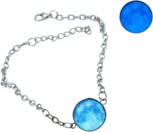 New 2025 Unisex Stainles Stell Glow In The Dark Charms Bracelet Glass Cabochon Gray Moon Luminous Bracelets Jewelry For Women Her Gift Fashion Trendy Accessories Creative For Women And Men