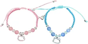 New 2026 Arrive Unisex Pink Color Crystal Cats Friendship Bracelets For Best Friend Festival Matching Rope Chain Bracelet Couples Family Sister Decoration Jewelry Luxury Trendy Gift For Women And Men
