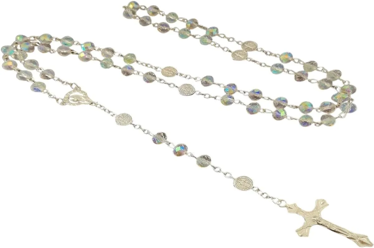 New 2026 Arrive Unisex Pink Crystal Cross Prayer Bead Pendant Necklace And Bracelets Jewellry Set For Christian Decoration Jewelry Luxury With You Accessories Trendy Creative For Women And Men