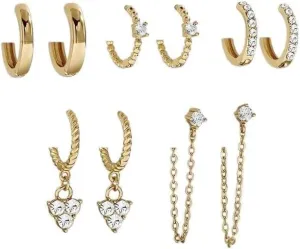 New 2026 Arrive Unisex Punk Rock Helix Cartilage Ear Cuff with Long Chain Hoop Earrings Set for Women Tiny Piercing Earring Jewelry Findings Fashion Trendy Accessories Creative Gift for Women and Men