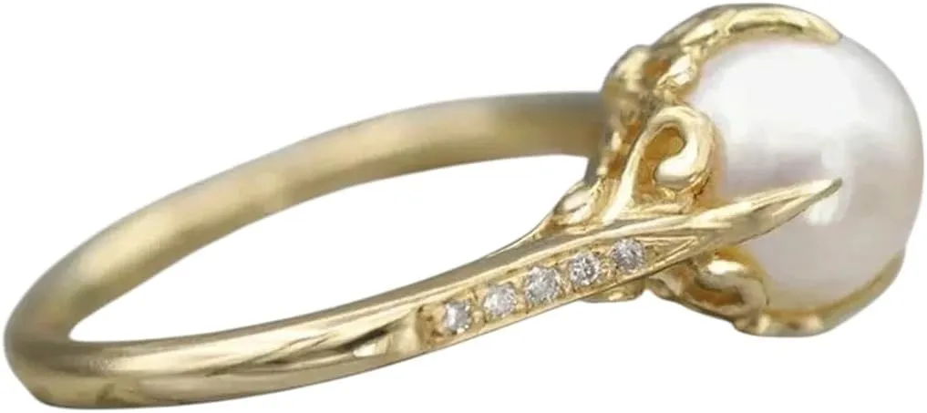 New 2026 Gold Color Imitation Pearl Ring Bridal Wedding Jewelry Aesthetic Bright Zirconia Finger Accessories for Party Fashion Luxury Creative Gift