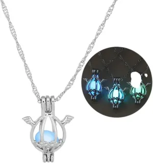 New 2026 Lucky Glow In The Dark Necklaces Hollow Luminous Water Drop Shaped Cage Pendant For Women Fashion Jewelry Trendy Accessories Creative Gift