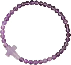New 2026 Unisex 4Mm Natural Amethysts Stone Beaded Bracelet Jesus Cross Charm Bracelets For Women Men Prayer Yoga Decoration Jewelry Luxury With You Accessories Trendy Creative For Women And Men