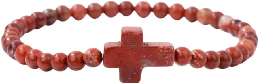 New 2026 Unisex 4Mm Natural Amethysts Stone Beaded Bracelet Jesus Cross Charm Bracelets For Women Men Prayer Yoga Decoration Jewelry Luxury With You Accessories Trendy Creative For Women And Men
