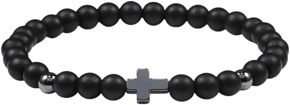 New 2026 Unisex Charm Men Cross Bracelets Women Meditation Prayer Natural Lava Beads Bracelet Yoga Fitness Couple Jewelry Findings Gifts Hombre Fashion Trendy Accessories Creative Gift For And