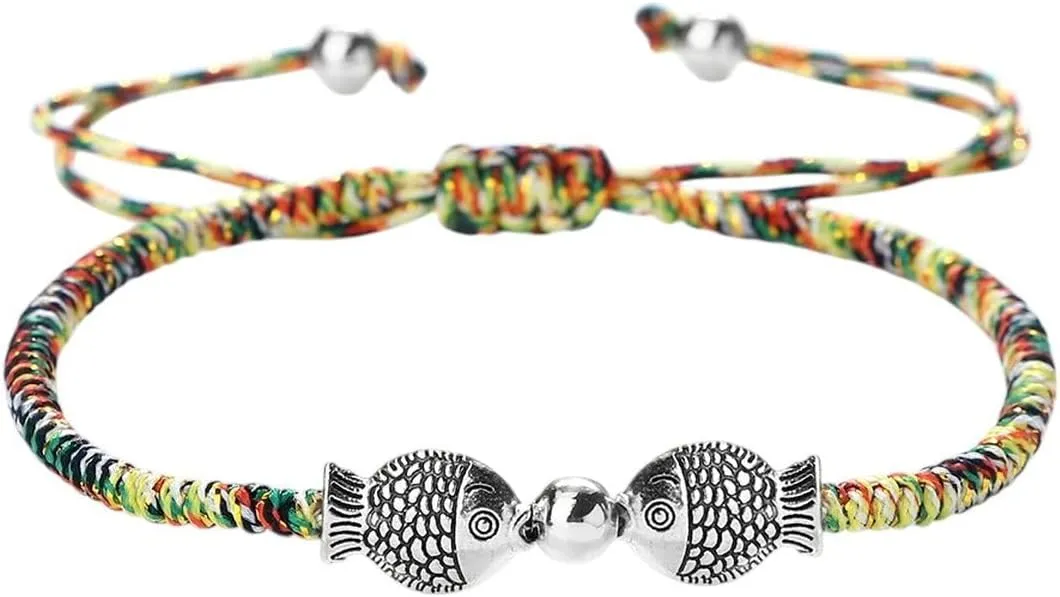 New 2026 Unisex Fashion Double Fish Pendant Bracelet For Men Women Red Black Rope Couple Bracelets Friendship Wish Prayer Jewelry Findings Gifts Trendy Accessories Creative Gift For Women And Men