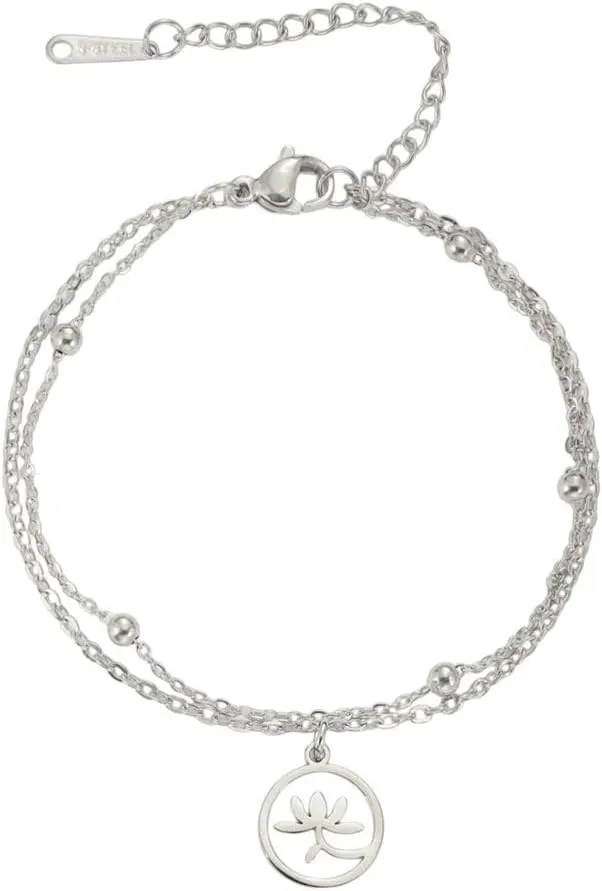 New 2026 Unisex Flower Bracelets For Men Women Stainless Steel Prayer Buddhism Protection Lucky Red String Jewelry Findings Gifts Fashion Trendy Accessories Creative Gift For Women And Men