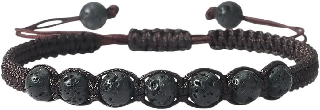 New 2026 Unisex Prayer Men Black Rope Bracelets Natural Onyx Volcanic Stone Bracelet Adjustable Balance Bangle Women Handmade Jewelry Findings Gift Fashion Trendy Accessories Creative For And