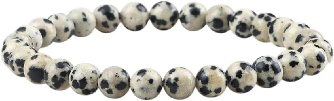 New 2026 Unisex Stainles Stell 4/6 8Mm Natural Stone Beads Prayer Bracelets For Women Men Spotted Dalmatian Yoga Jewelry Fashion Trendy Accessories Creative Gift For Women And Men