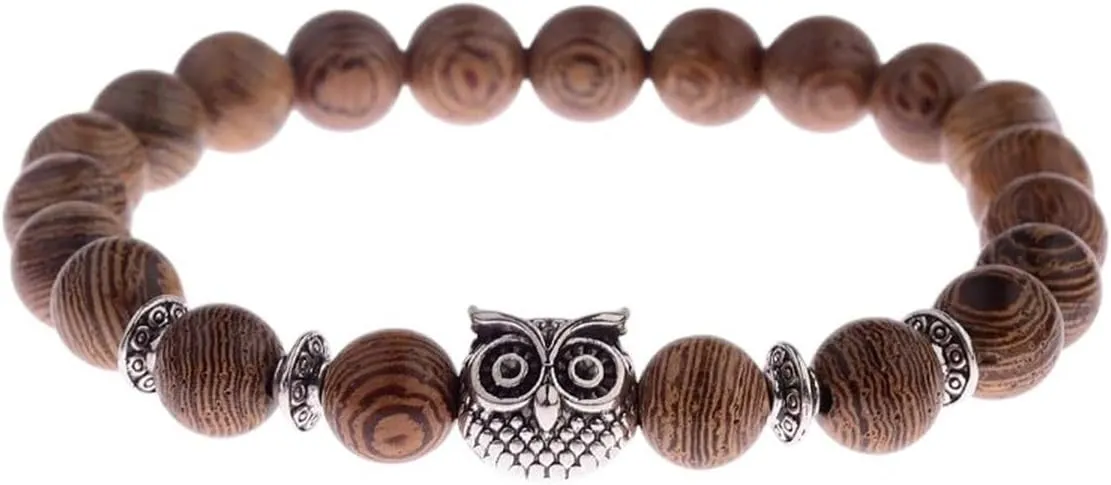 New 2026 Unisex Wood Buddhist Prayer Buddha Beads Bracelet Men Stretch Metal Owl Energy Yoga Bracelets Mens Jewelly Hombre Jewelry Fashion Trendy Accessories Creative Gift For Women And Men