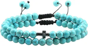 New For Trendy 2025 Couples Distance Beads Bracelet Fashion Cross Tiger Eye Stone Bracelets Handmade Yoga Prayer Jewelry Fashion Accessories Creative Gift