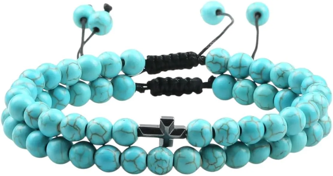 New For Trendy 2025 Couples Distance Beads Bracelet Fashion Cross Tiger Eye Stone Bracelets Handmade Yoga Prayer Jewelry Fashion Accessories Creative Gift