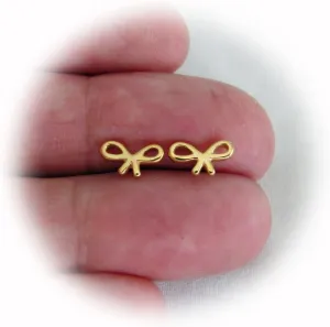 New Stainless Steel 5mm Gold Plated Bow Stud Earrings ME0227MOOO