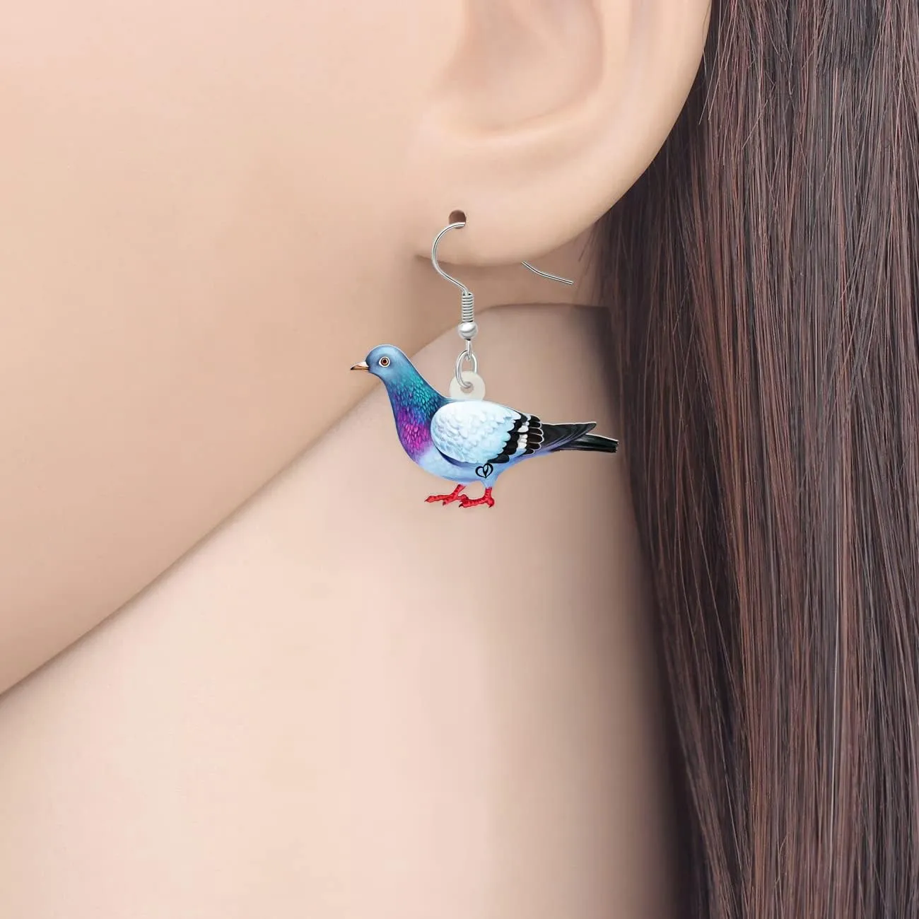 NEWEI Acrylic Colorful Pigeon Earrings Dangle Fashion Animal Birds Jewelry for Women Charms Pigeons Gift