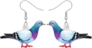 NEWEI Acrylic Colorful Pigeon Earrings Dangle Fashion Animal Birds Jewelry for Women Charms Pigeons Gift
