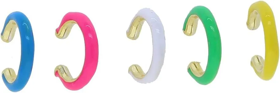 no Piercing Ear Cuff Clip on Earring Gold Color Summer New Colorful Rainbow Neon Enamel Cuff Earrings