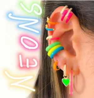 no Piercing Ear Cuff Clip on Earring Gold Color Summer New Colorful Rainbow Neon Enamel Cuff Earrings