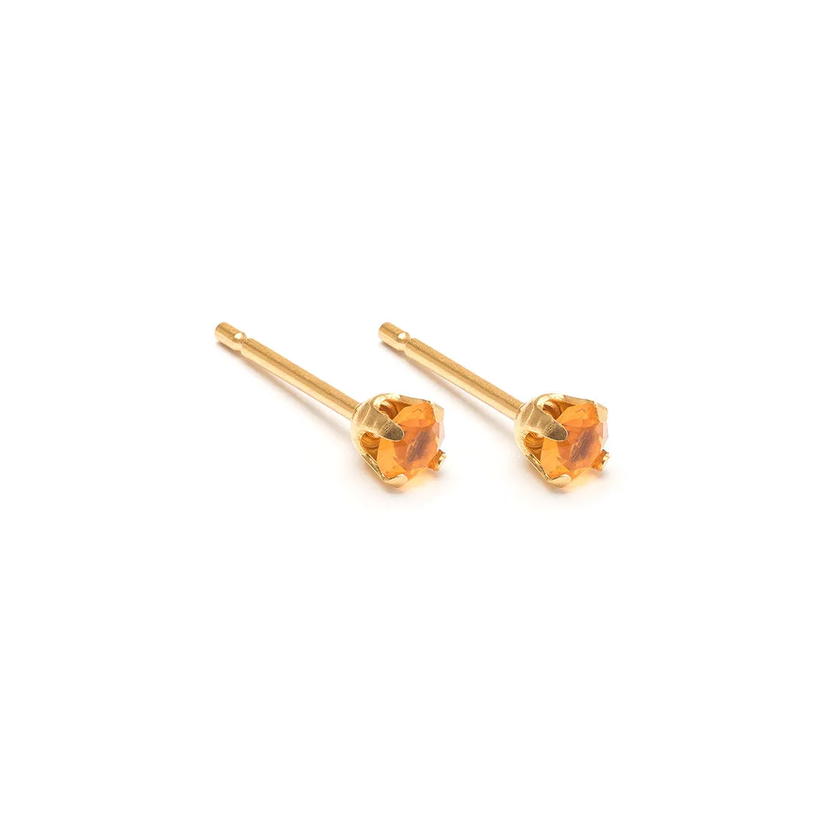 November Birthstone 14k Gold Plated Stud Earrings