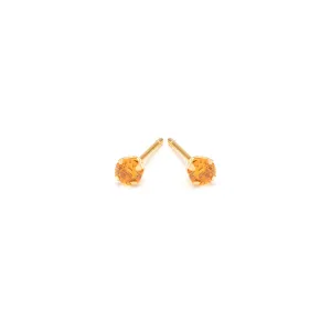 November Birthstone 14k Gold Plated Stud Earrings