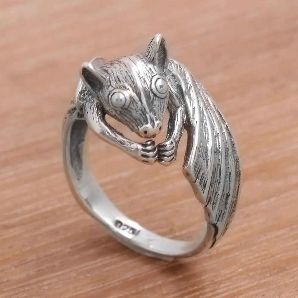 NOVICA Artisan Handcrafted .925 Sterling Silver Cocktail Ring Bat from Bali Indonesia Animal Themed Halloween 'Beautiful Bat'
