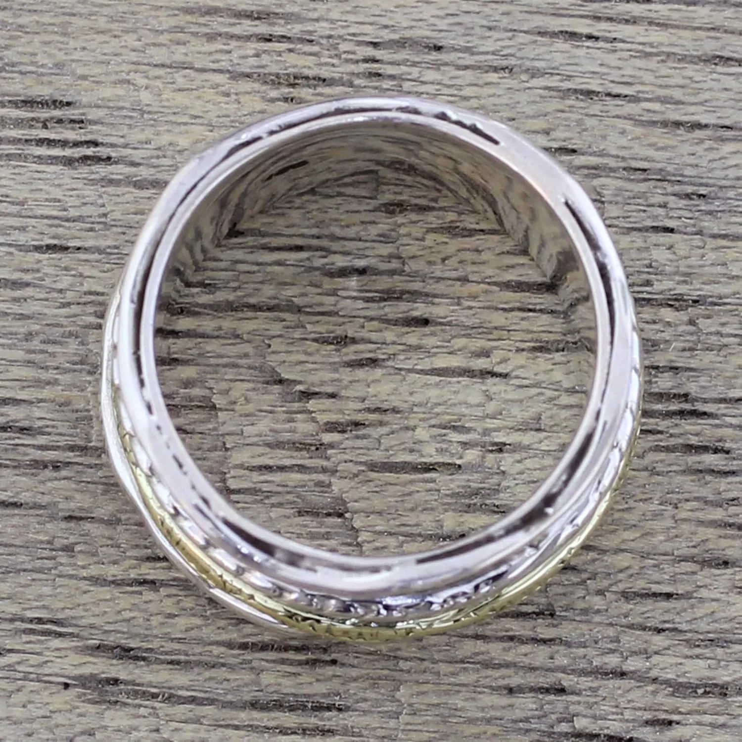 NOVICA Artisan Handcrafted .925 Sterling Silver Meditation Spinner Ring Brass Indian 'Spinning Grace'